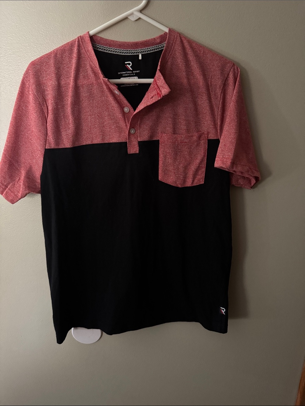 Rothco Red Heather and Black Two-Tone Henley Pocket Polo